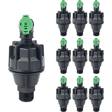 Aspersor rotativo de riego súper 10, aspersor boquilla verde circular 1/2" macho. Pack de 10 unidades. Aspersor rotativo de riego súper 10, aspersor boquilla color verde circular 360, aplicado a (1/5)