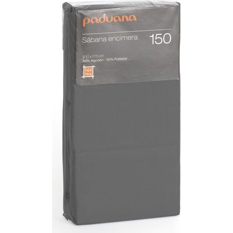 Lenzuolo piatto - PADUANA - Grigio scuro - 180 x 270 cm - Lavabile - 1 lenzuolo