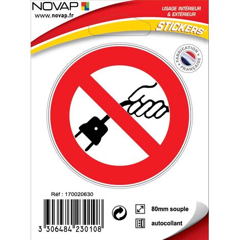 Panneau Interdit de tirer sur le cable - Vinyle adhésif Ø80mm - 4230108