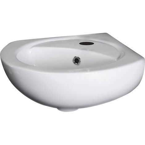 Balterley Anslow Cloakroom Wall Hung Corner 1 Tap Hole Ceramic Basin with Overflow 450mm - White