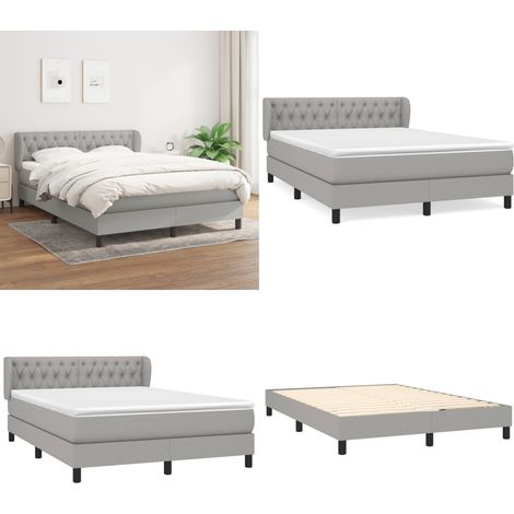 Boxspringbett mit Matratze Hellgrau 140x200 cm Stoff - Boxspringbett - Doppelbett - Bettenrahmen - Lattenrost - Matratze - Home & Living (1/5)