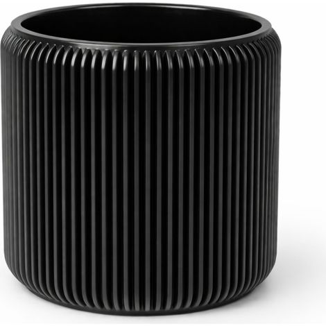 Pot de fleurs noir avec couvercle et soucoupe dissimulée, minimaliste (1/3)