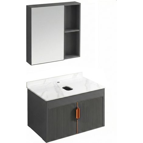 Ein Set Badezimmermöbel Mit Einer Waschtischplatte Rea Top Aa147 Modo 60Cm Grey