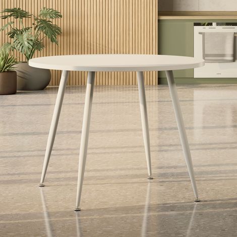 Mesa de comedor / cocina Corin 100x100x75 cm para 3 a 4 personas  Tablero en melamina blanca de 25 mm  Patas metálicas blancas  MOG Casa (1/5)