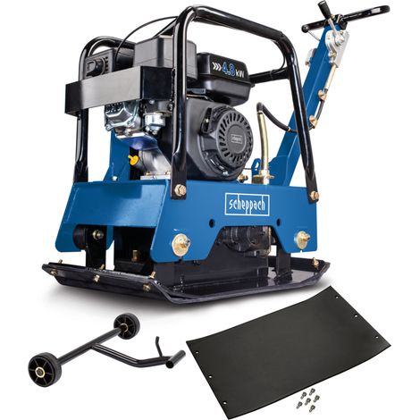 Scheppach Plaque vibrante thermique HP2500S – Compacteur 6,5 CV – Pression de compactage 30 kN – Profondeur 40 cm – Vitesse 25 m/min – Tapis caoutchouc et dispositif de déplacement (1/5)
