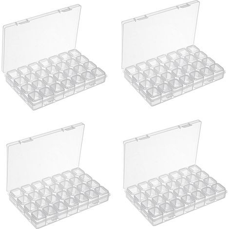 Boîtes de rangement pour peinture diamant, lot de 4 (28 au total), boîte en plastique détachable, boîte à broderie (1/5)