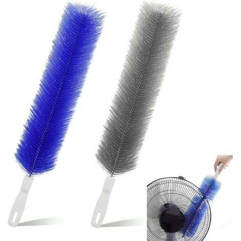 Juego de 2 plumeros para telarañas - Cepillo de limpieza de plástico - Cabezal de microfibra - Reutilizable - Para rejillas de aire acondicionado, ventiladores de techo, rejillas de ventilación, corti