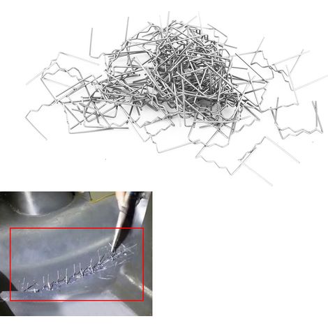 Set mit 100 vorgeschnittenen 0,6 mm Schweißklammern für die Reparatur von Stoßstangen, „S“-Form, Karosseriewerkzeug. (1/5)