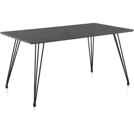 Table avec plateau effet rouille et pieds en métal coloris noir - Longueur 160 x Profondeur 90 x Hauteur 75 cm -JUANIO (1/4)