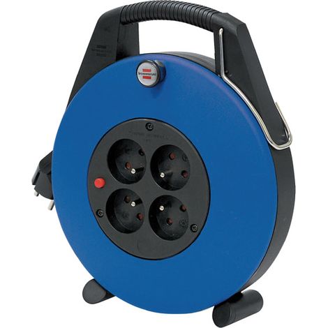 Enrouleur de câble Confort-Line CL-X avec 4 prises - 10m H05VV-F 3G1,0 Noir/Bleu