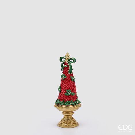 EDG Enzo De Gasperi Pino di Natale con Fiocco H34 cm Verde Rosso – Decorazione Natalizia (1/4)