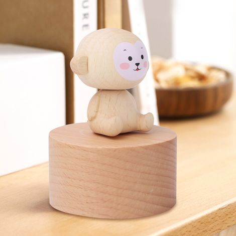 Boîte à musique en bois sculpté représentant un adorable animal, en bois de hêtre, jouet musical artisanal, cadeau pour enfants, décoration intérieure (1/5)