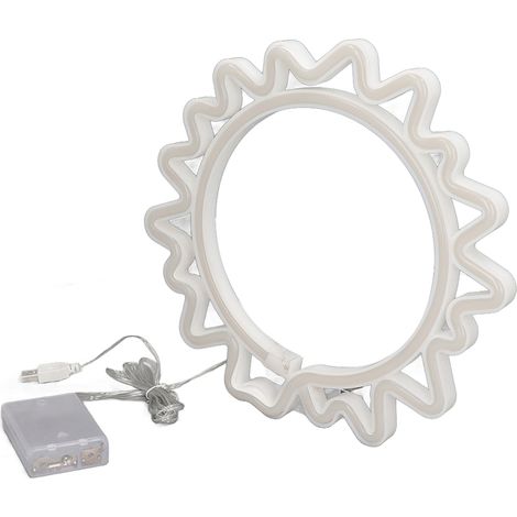 Enseigne lumineuse néon soleil, tournesol LED néon rechargeable par USB, décoration murale pour la maison, le bar ou Noël. (1/5)