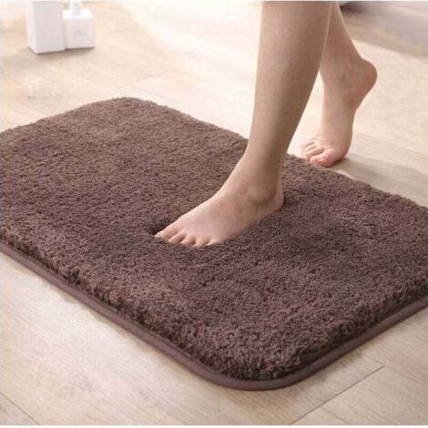(Braun, 40x60cm) Extra Dicke Rutschfeste Saugfähige Badematte für Badezimmer und Dusche, Maschinenwaschbare Chenille-Bodenmatte (1/4)