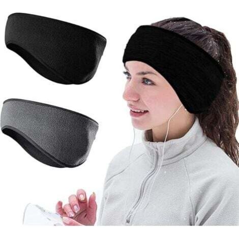 Set di 2 fasce per capelli in pile, fascia sportiva da donna, fascia invernale per tenere le orecchie al caldo, fascia elastica per adulti (uomo e donna)