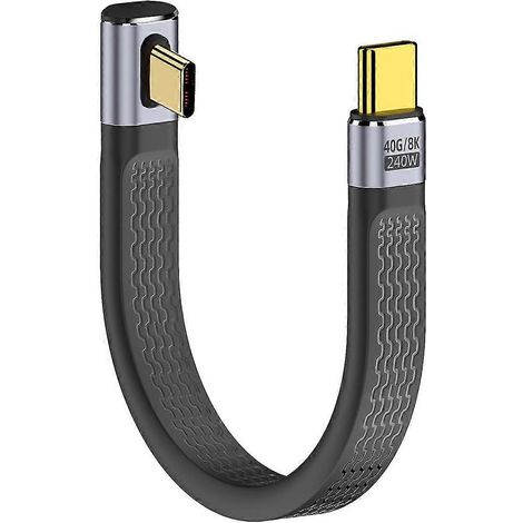 Câble de données USB 4.0 Type-C mâle-mâle UC-002-0.13L 13 cm, profil bas, coudé, 240 W, 100 W, 8K, FPC plat (1/5)