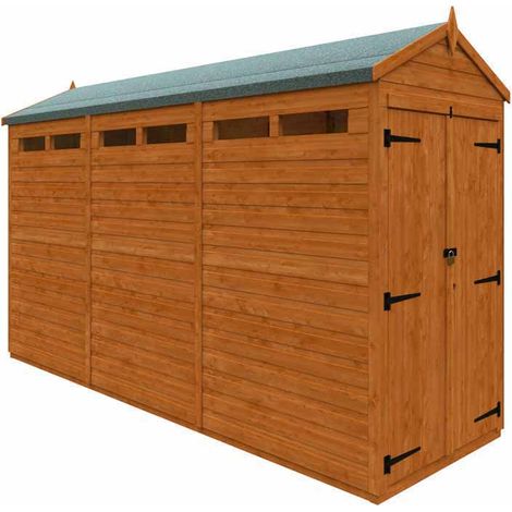 12x4 Flex Apex Security Double Door 12mm Flex - L353.8 x W115 x H219.2 cm - Solid Wood/Softwood/Pine - Burnt Orange