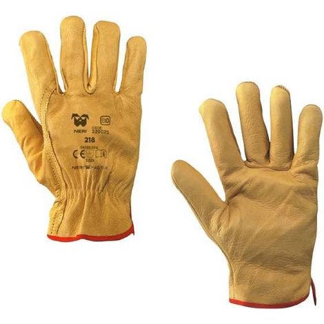12 x GUANTES INVERNALES DE PIEL DE VACA CON FLORES, TALLA 10
