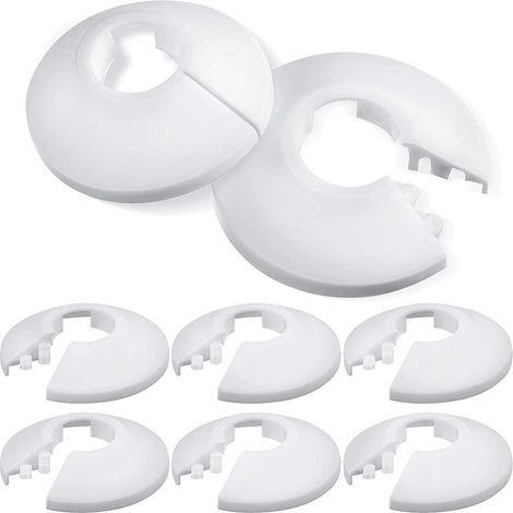 8 Pièces Couvercle Blanc de Tuyau de Radiateur Colliers de Tuyaux en Plastique Blanc Couverture de Tuyau Décoration pour Tuyau de 16 mm de Diamètre (1/5)