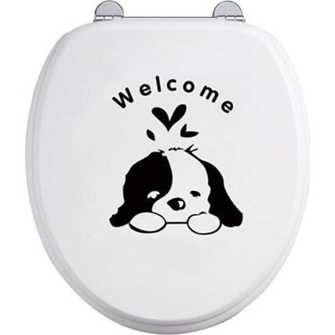 Bardusch-Stickers muraux Dessin Animé Mignon Chiot Autocollants Toilettes Imperméables Décor À La Maison pour Salle De Bain Décor Robuste (1/5)