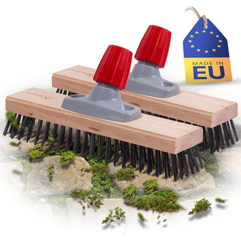 Novaliv Lot de 2 balais métalliques robustes pour enlever la mousse, brosse métallique efficace pour pavés et jardin, balai en acier, grattoir à
