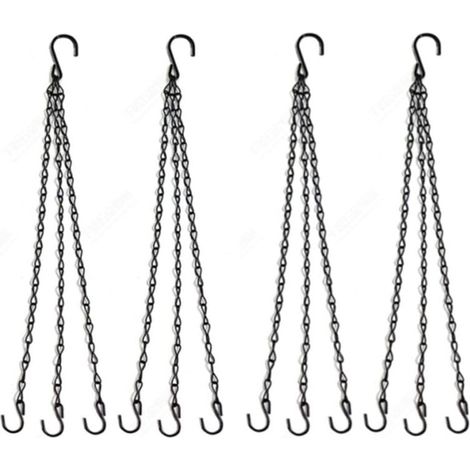 Lot 4 chaînes suspension paniers 40 cm – Noires – Pour pots fleurs, mangeoires, carillons (1/5)