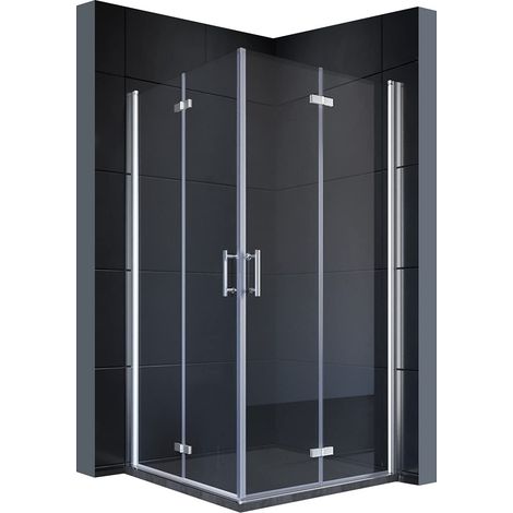 SONNI Cabine de douche  accès d'angle avec porte bi-pliage 180º NANO verre hauteur 195cm les deux côtés pliable Paroi de douche 120x120 cm (1/5)