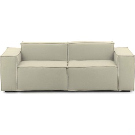 Talamo Italia Divano fisso Paola, Divano componibile a 2 posti lineare, 100% Made in Italy, Sofà moderno da soggiorno in tessuto, Cm 220x95h70, Beige, con imballo rinforzato (1/5)