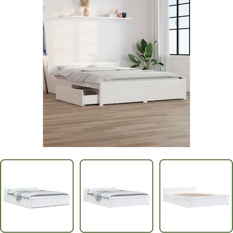 Schubladenbett - Bett mit Schubladen Weiß 140x200 cm (1/5)