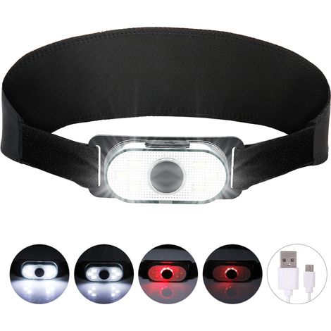Lot rechargeable LED frontal 2 pièces, lampe puissante pour extérieur, camping, course, bricolage, mains libres, étanche, ajustable. (1/5)