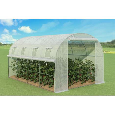 Serre de jardin tunnel 12 m² en acier galvanisé haute qualité - 4 x 3 x 2 m