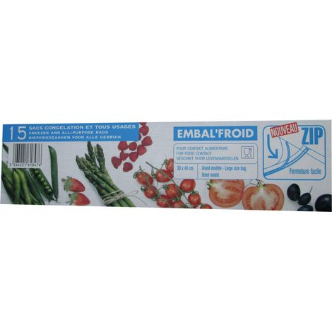 Sacco per congelamento con zip Embal'froid 15 40 x 30