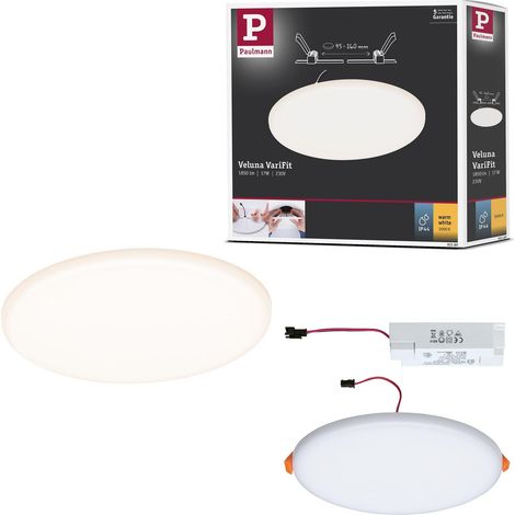 Panneau LED spots encastrés VariFit IP44 185 mm rond incl. 1x8,5 watts plafonnier Satin plastique 3000 K (1/5)