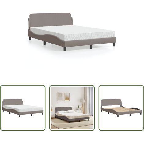 Matratze - Bett mit Matratze "Dover" Taupe 140x190 cm Stoff (1/5)