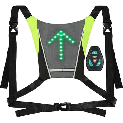 Gilet de cyclisme, télécommande sans fil avertissement vélo lumineux paquet de clignotants LED gilet lumineux gilet de cyclisme sac lumineux, deux pièces (1/5)