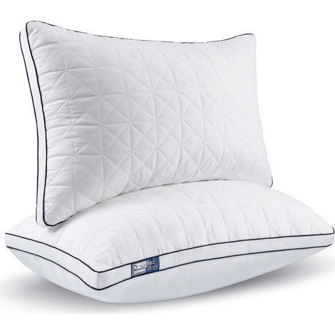 Oreiller Anti-Acariens à Faible Garnissage de Microfibre Hypoallergénique de Qualité Hôtel Moelleux et Respirant, 50x70 Lot de 2, Convient Allongées sur Le Côté et sur Le Dos (1/5)