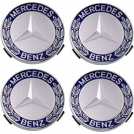 Coprimozzi per cerchi Mercedes-Benz – Set di 4 pezzi in plastica resistente, diametro 75 mm, blu brillante