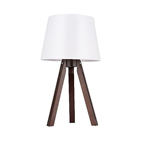 Lampe de Bureau High - Bureau, Bureau, Table de Chevet - Bois Sombre, Blanc, Bois, Tissu 30,5 X 30,5 X 54,5 (1/5)