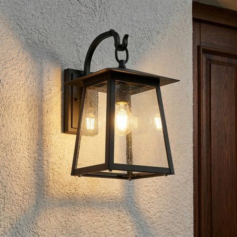 [GEBRAUCHT] B-Ware Leuchte Außenwandleuchte Laterne Lindby Lucande schwarz Aluminium Glas365 (1/2)