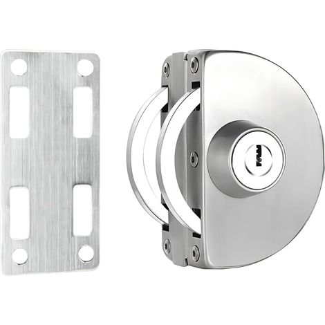 Serrure de Porte en Verre en Acier Inoxydable Sans Perçage avec 3 Clés en Cuivre pour Porte en Verre Simple D'une Épaisseur de 10 à 12 mm (1/5)