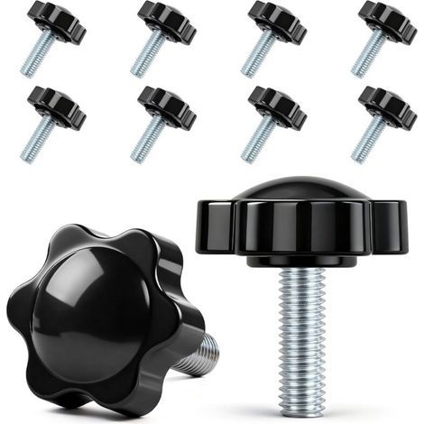 Lot de 10 vis à poignée étoile - Vis moletées M8 x 25 mm - Vis avec poignée - Vis à tête étoile - Écrou à poignée étoile - Pour machine-outils, machines de serrage (1/5)