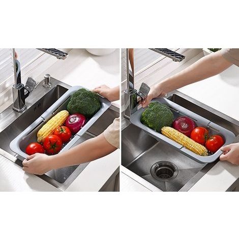 Ausziehbarer Spülbeckenkorb, Abtropfsieb für Gemüse und Obst, zum Trocknen von Geschirr, Küchen- und Haushaltsgegenständen, Grün (1/4)