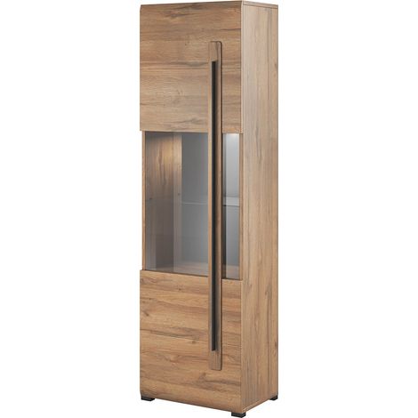 Vitrine 1 porte avec LED Louis Bois (1/3)