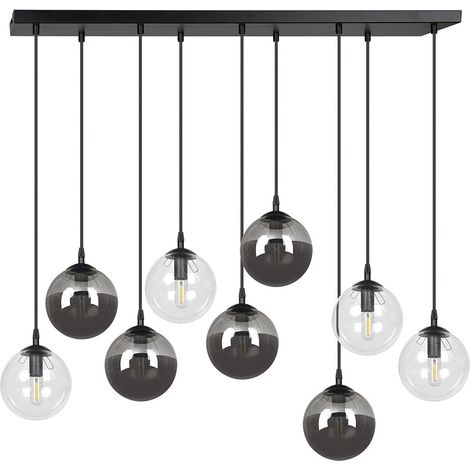 Lustre Emibig COSMO 9xE14 noir verre métal dimmable (1/5)