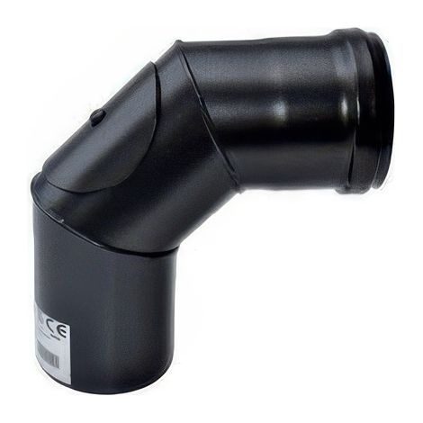 Curva a 90° Diam. 10 cm per Stufa a Pellet con 3 Ispezioni, Acciaio Nero Opaco