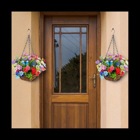 Fleurs Artificielles à Suspendre dans un Panier pour DéCor de Jardin de Pelouse de Patio, pour la DéCoration D'ExtéRieur et (1/5)