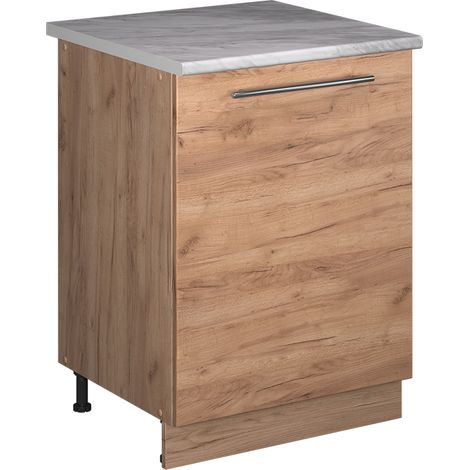 Mobiletto base cucina Fame-Line, Rovere dorato/Rovere dorato, 60 cm 1 anta con piano di lavoro, Vicco (1/5)