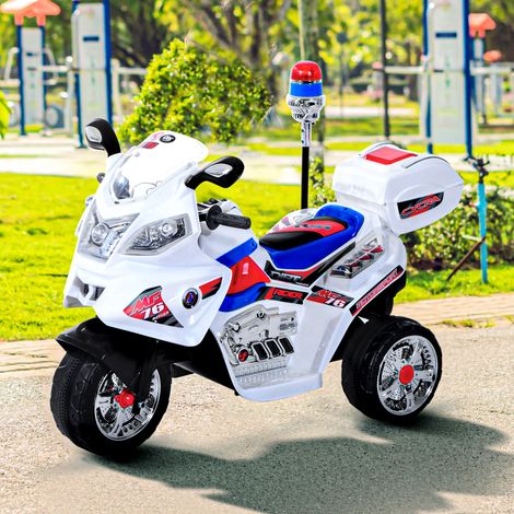 Moto eléctrica para niños de 3 a 5 años, patinete eléctrico de 3 ruedas con música, velocidad de 3 km/h, luces, 112 × 51 × 72,5 cm.