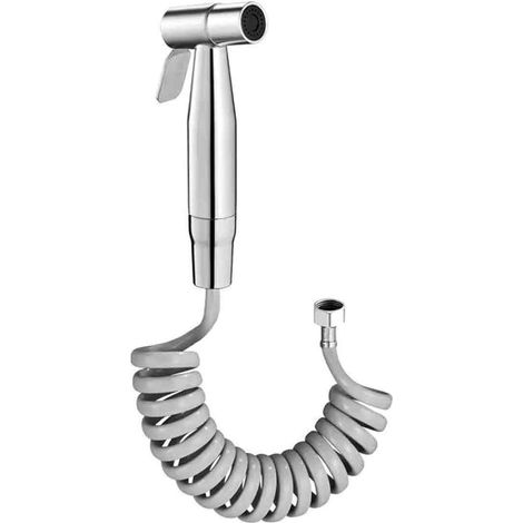 Bidet à main - Pulvérisateur de toilettes - Tuyau télescopique de 40 à 200 cm - 1 pièce - Couleur argent (1/5)