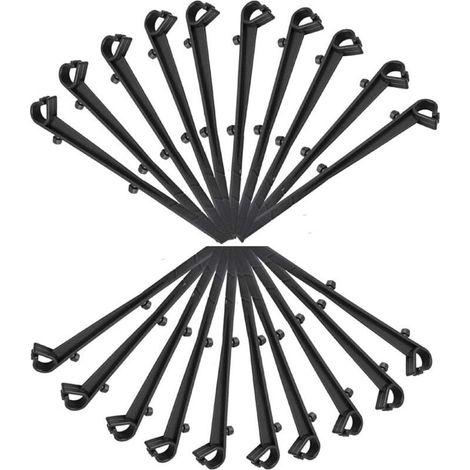 Set of 20 PP Gutter Fixing Hooks, Length 16cm, Distance between Centers 7.2cm, Black (1/4)